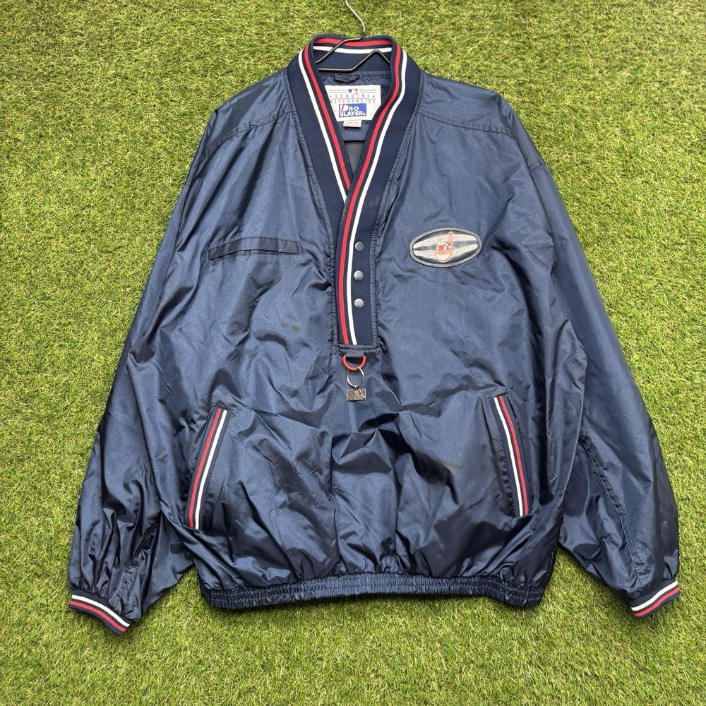 Pro Player Cleveland Indians Windbreaker Mens XL Pullover Jacket Y2K 90s